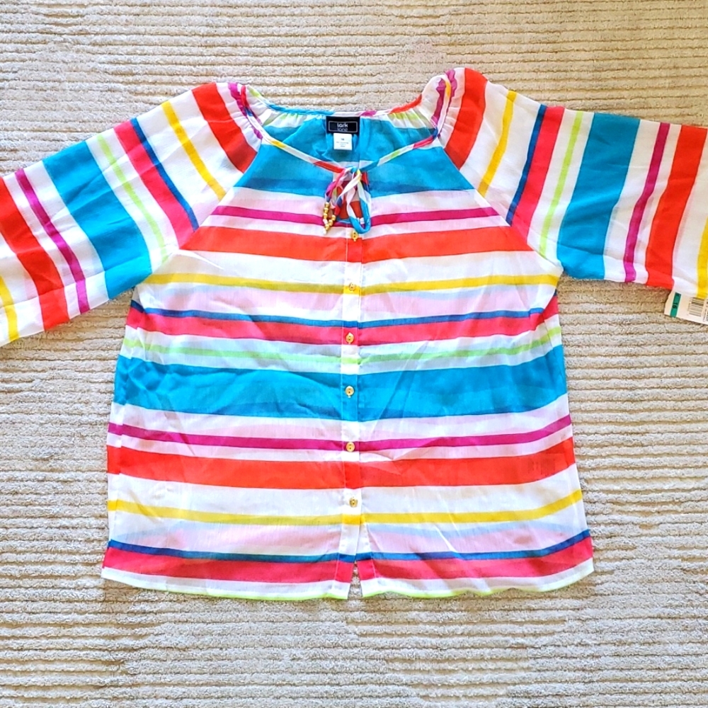 NWT Lark Lane Multi Color Sheer Blouse